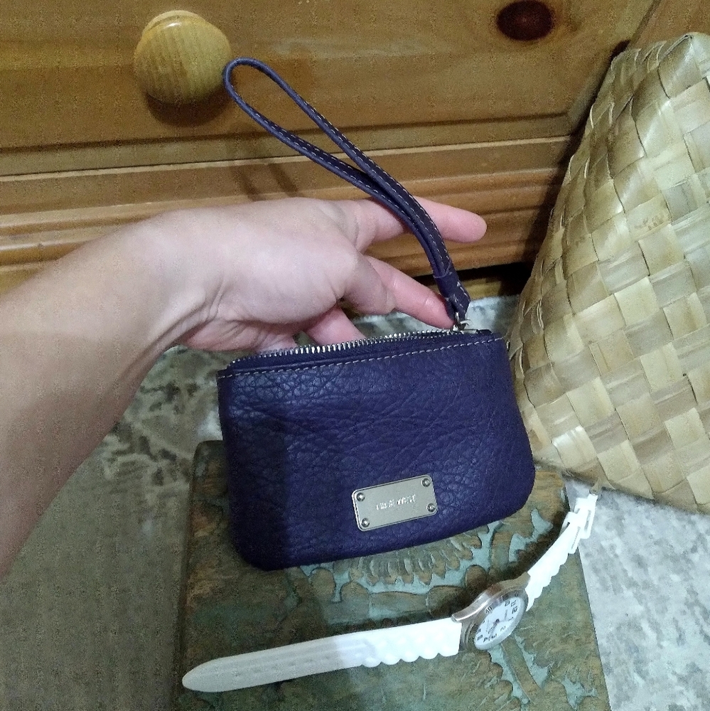 Nine West Blue Leather Wristlet NWOT!